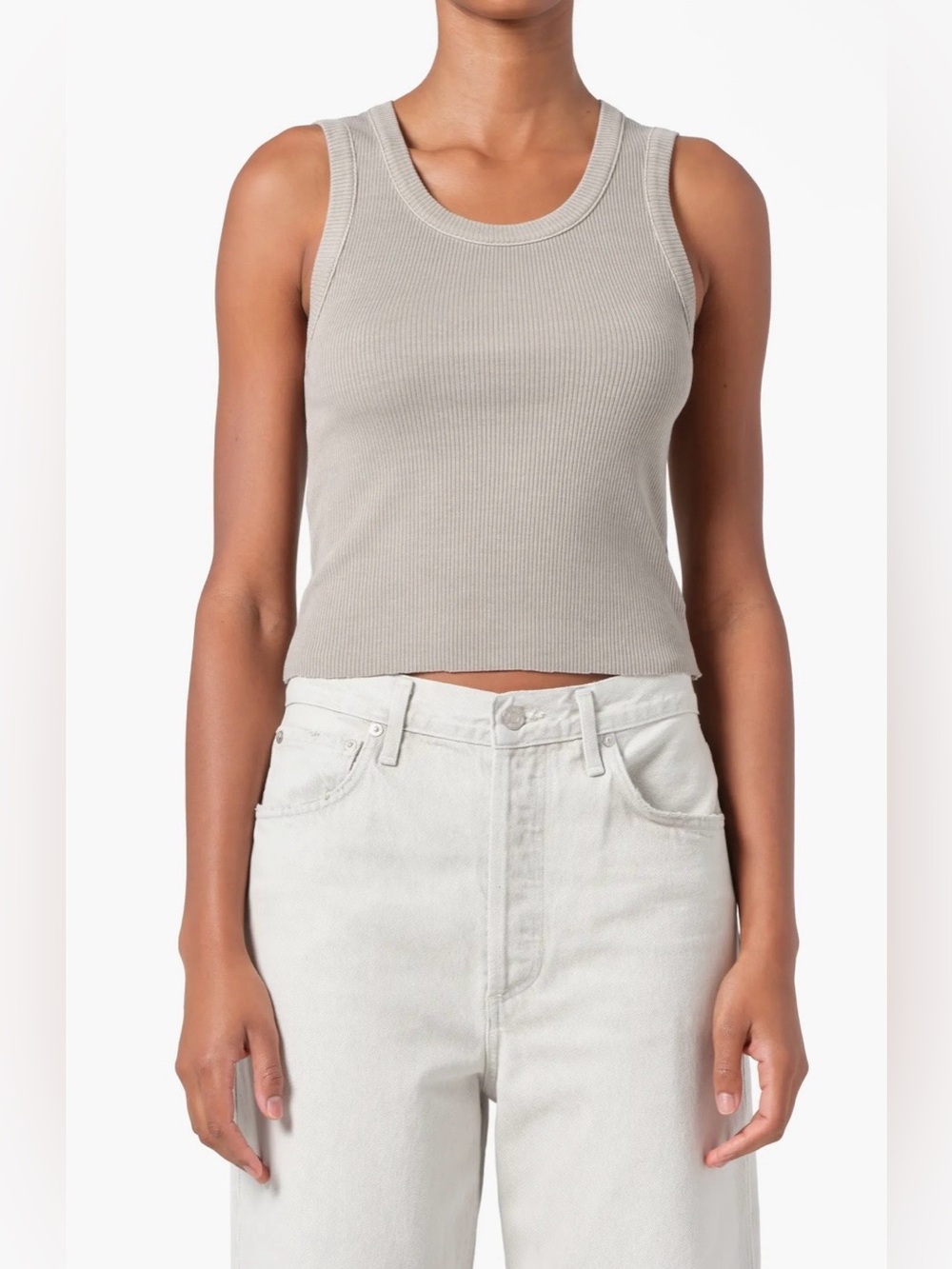 Agolde Ribbed Tank in Taupe Gray
